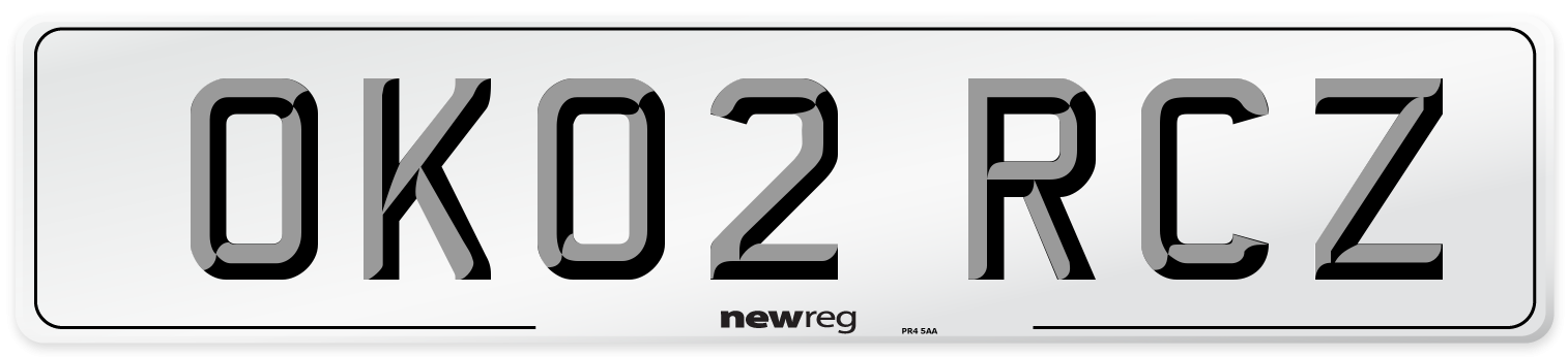 OK02 RCZ Number Plate from New Reg